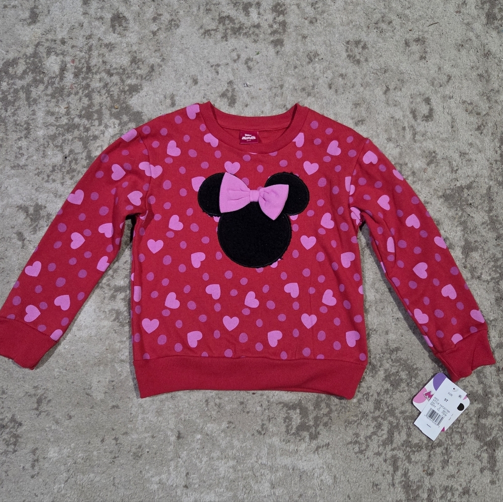 Disney Minnie Mouse Red and Pink Heart Sweatshirt